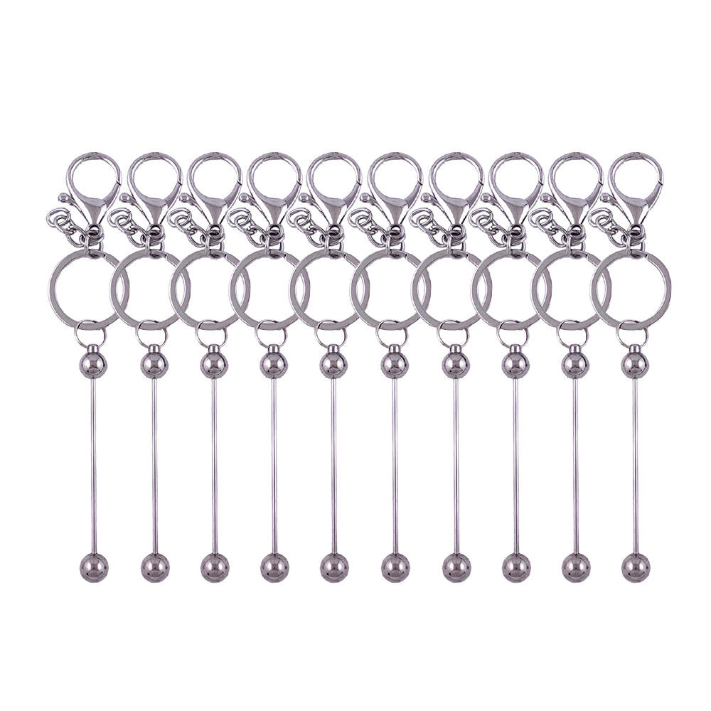 Wholesale Beadable Bar 10pcs Colorful DIY Metal Keychains